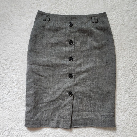 H&M Dresses & Skirts - H M Womens Grey Pencil Skirt Button Front Career Office Size 6